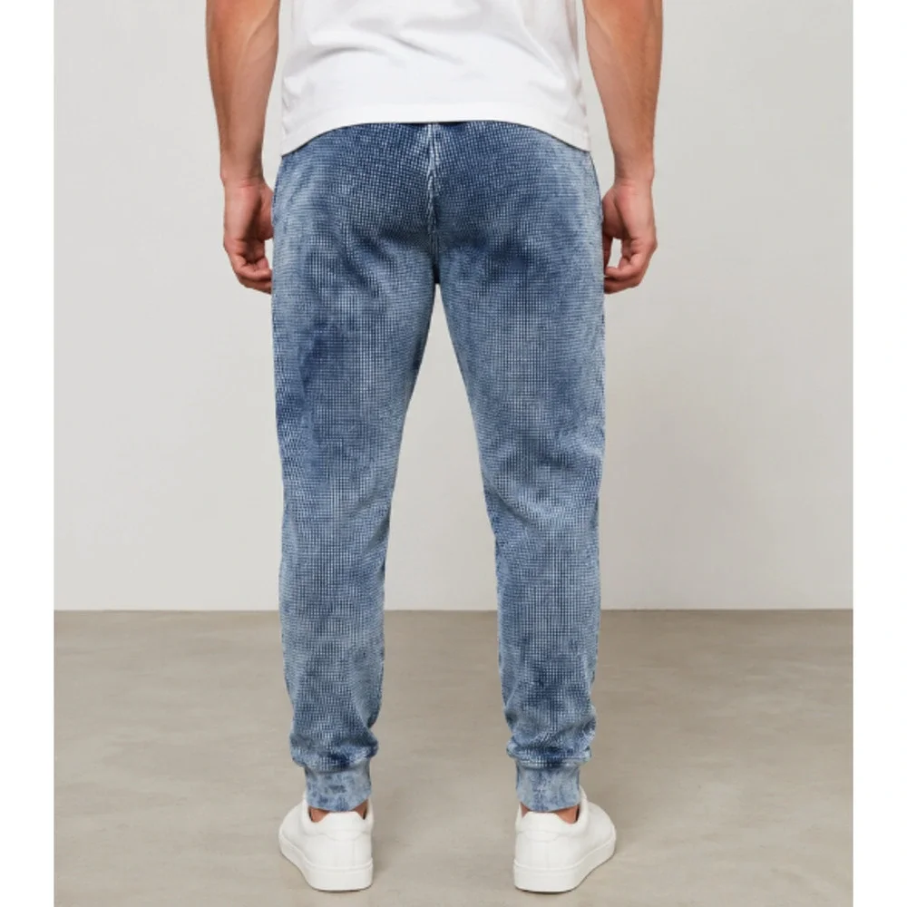 Cotton Citizen Men Blue Acid Wash Thermal Jogger Sweatpants Sz M USA Made Lounge
